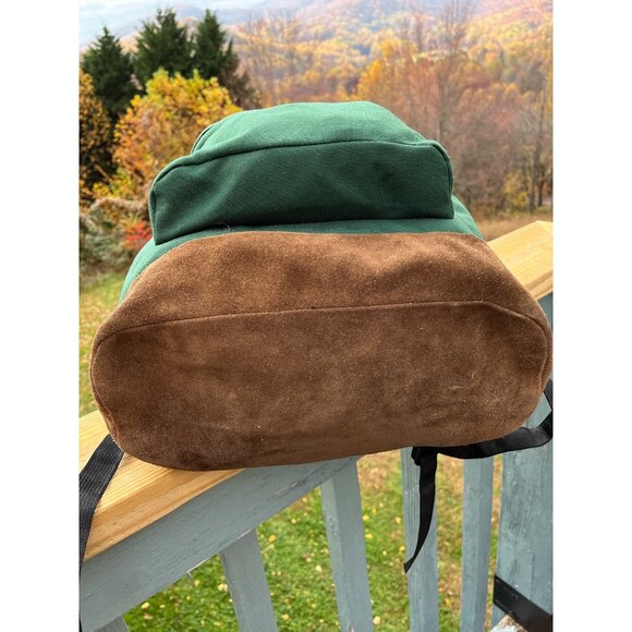 Vintage Jansport Hunter Green Backpack With Suede Bottom & Front Pocket - Picture 3 of 10